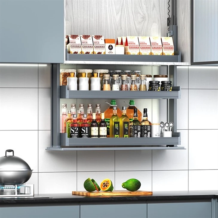 Kitchen three-layer touch-type automatic lift cabinet (10)