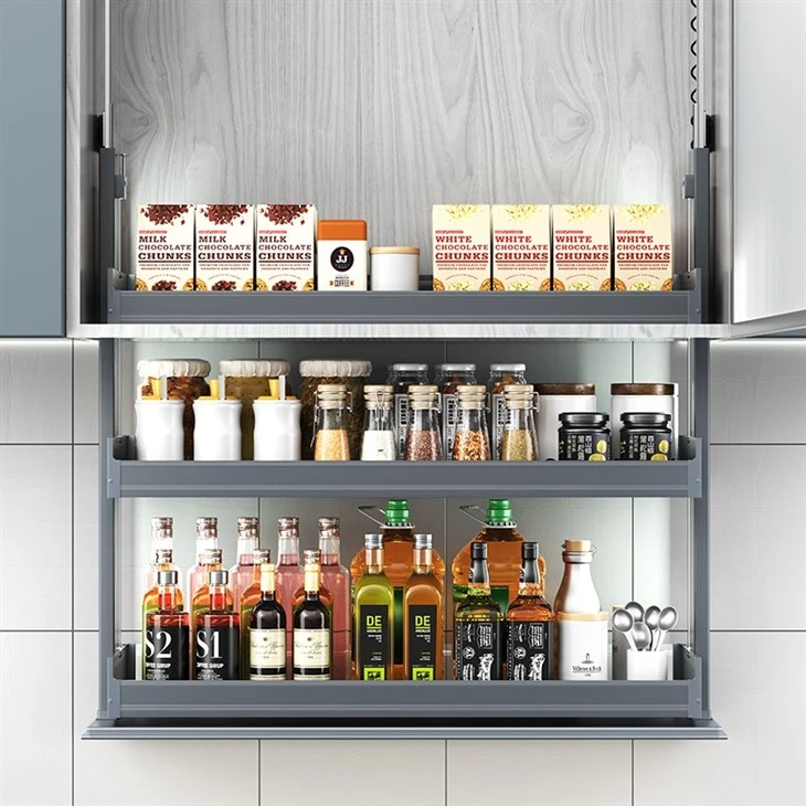 Kitchen three-layer touch-type automatic lift cabinet (7)