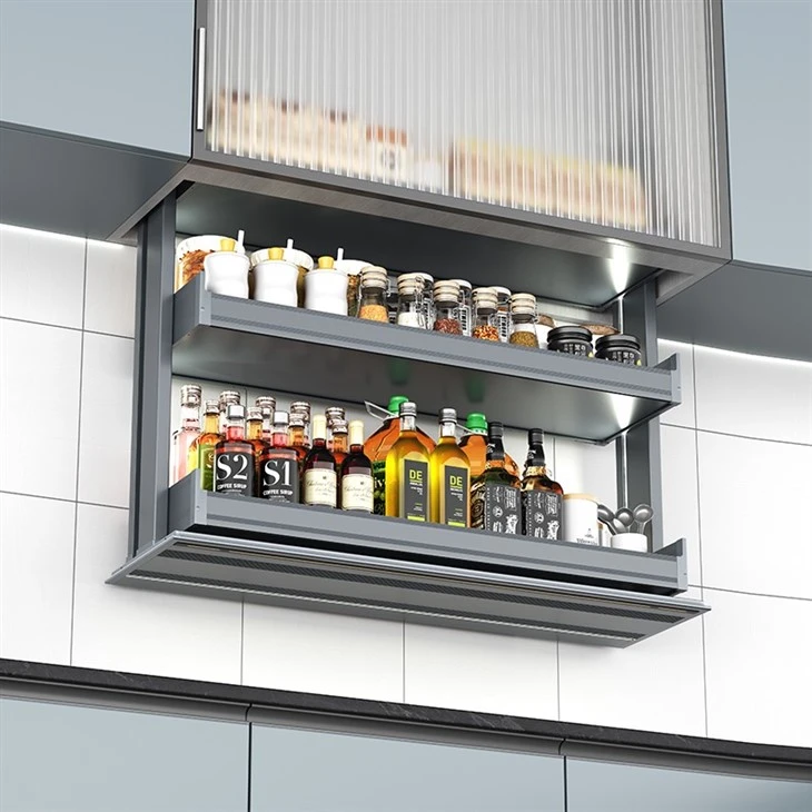 Kitchen three-layer touch-type automatic lift cabinet (5)