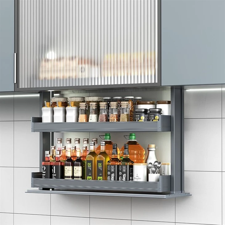 Kitchen three-layer touch-type automatic lift cabinet (4)