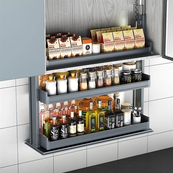 Kitchen three-layer touch-type automatic lift cabinet (6)